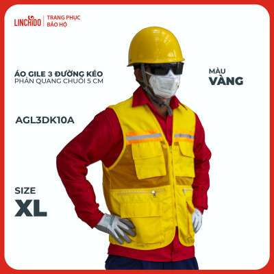 Áo Gile Kỹ Sư, Giám Sát Công Trình, Bảo Hộ Lao Động, 3 Đường Kéo, 6 Túi - Mã AGL3DK10A