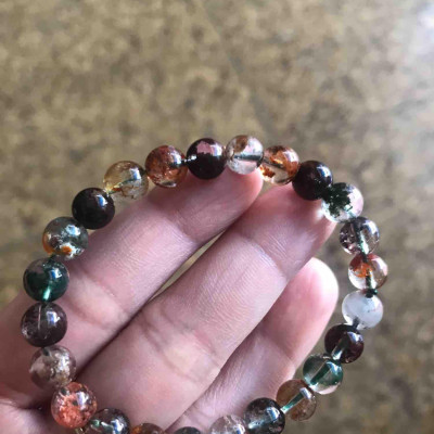 Chiếc Vòng Thạch Anh Ưu Linh 8mm Đá Thiên Nhiên Đa Sắc Màu Hợp Nữ Tất Cả Các Mệnh Hàng Loại Đẹp