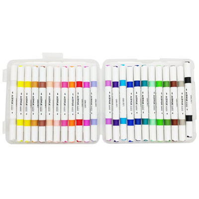 Hộp 24 Bút Màu Acrylic 2 Đầu - Deli HM924-24