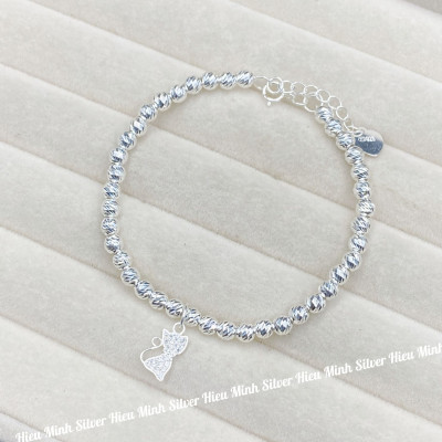 Lắc Tay Nữ Bạc Ta Charm Mèo Xinh BẠC HIỂU MINH LTU634