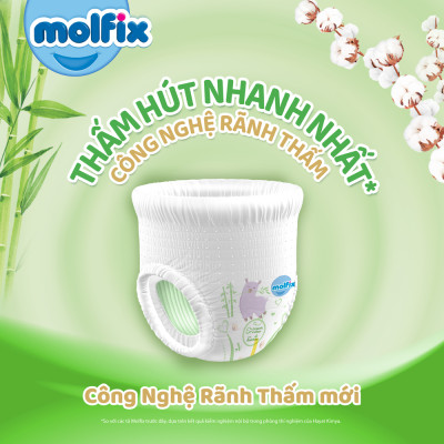 Combo 2 gói Tã bỉm QUẦN Molfix thiên nhiên Jumbo size L36+6 miếng