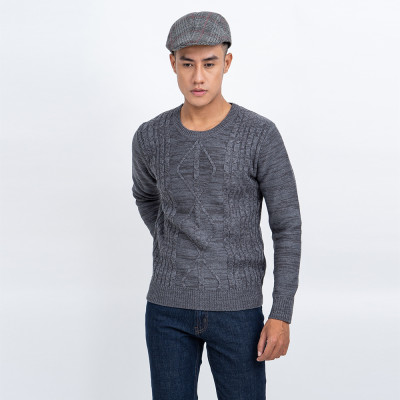 Áo len nam dài tay cổ tròn màu ghi đậm NOVELTY 180585T