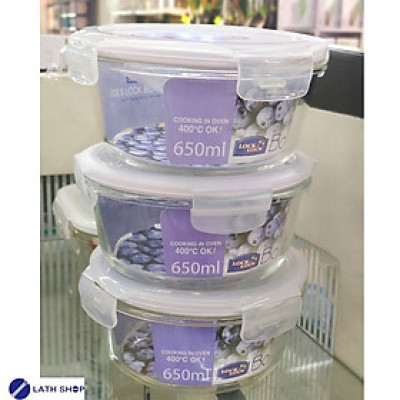 Bộ 3 Thố thủy tinh tròn Lock&Lock LLG831 650ml