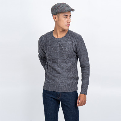 Áo len nam dài tay cổ tròn màu ghi đậm NOVELTY 180585T