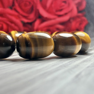 Vòng tay lu thống Thạch Anh Mắt Hổ vàng nâu chuẩn 5A cao cấp