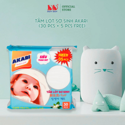 Combo  5 Gói Tấm lót sơ sinh Akari bột giấy tự nhiên 35 miếng (22x22cm) khô thoáng mát cho bé