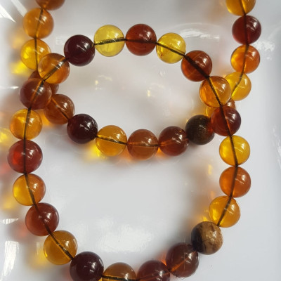 Vòng tay chuỗi đá Hổ Phách vàng nâu tự nhiên đẹp Size hạt 8mm Vòng hợp nữ mệnh thổ mệnh kim may mắn tốt sức khỏe công danh sự nghiệp xinh tay ạ