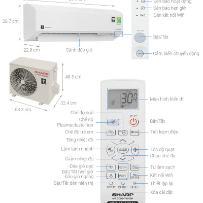 Máy lạnh Sharp Inverter 1 HP AH-XP10CHW - HÀNG CHÍNH HÃNG - CHỈ GIAO HCM