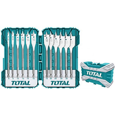 BỘ MŨI KHOAN GỖ ĐẦU DẸP 12 CHI TIẾT 6-30MM TOTAL TACSDL1201