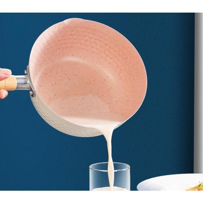 Chảo Chống Dính Caramic Đáy Lòng Sâu Size 18cm Tay Cầm Cán Gỗ