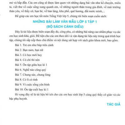 Sách - Những Bài Làm Văn Mẫu 5 - Tập 2 (Cánh Diều)