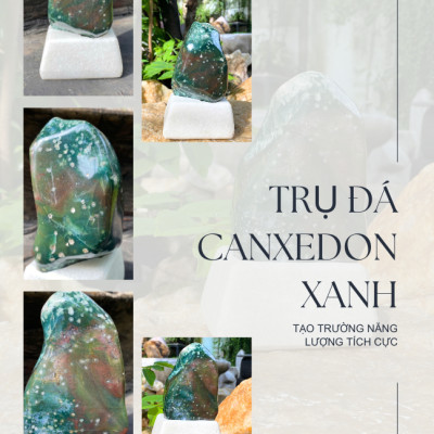 Trụ đá canxedon xanh nặng 1.5kg, cao 15.5cm, ngang 9.5cm - CXD145
