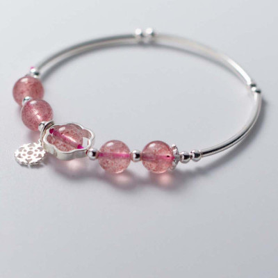 Vòng tay bạc đá thạch anh dâu mệnh hỏa, thổ - Ngọc Quý Gemstones