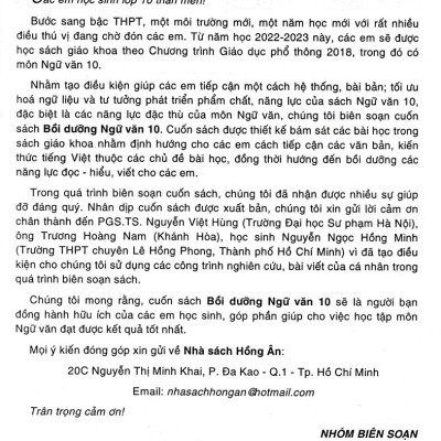 Sách tham khảo- Bồi Dưỡng Ngữ Văn 10 (Dùng Kèm SGK Chân Trời)_HA