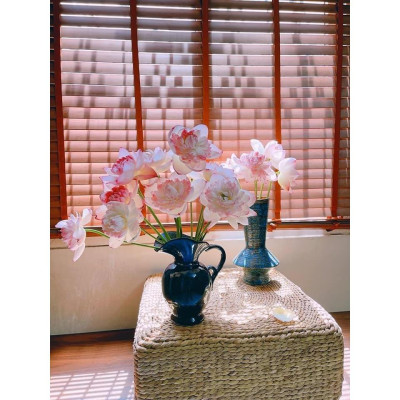 Bình Hoa Lọ Hoa Dáng Bình Sữa Miệng Lá Men Hỏa Biến Xanh - Gốm Sứ Bát Tràng