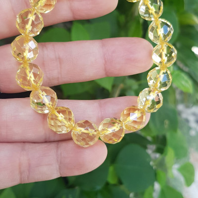 ️️Vòng tay phong thủy nữ đá thạch anh Vàng giác tự nhiên size vòng 10mm vòng màu vàng đẹp hợp nữ mệnh kim thổ thuỷ ạ