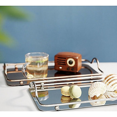 Khay kệ đựng ấm chén cốc tách ly bình nước bằng inox đẹp cao cấp chữ nhật 34x20cm nhiều màu