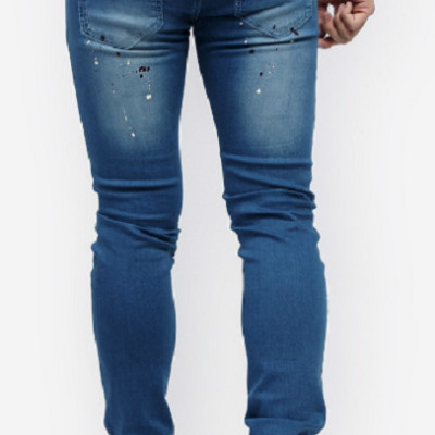 Quần Jeans Titishop QJ147 màu xanh dương wash bạc