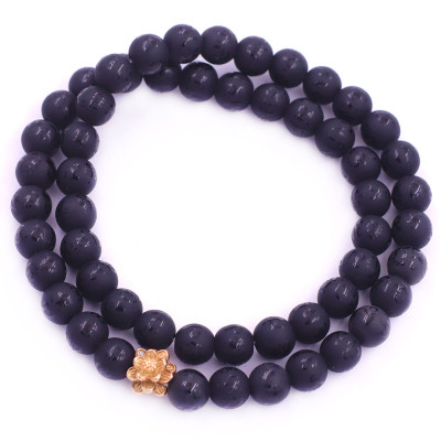 [Mệnh Thủy, Mộc] Vòng Chuỗi Niệm Phật Đá Thạch Anh Đen Chữ Mờ 12 Ly 54 Hạt Charm Hoa Sen Inox, Vòng Chuỗi Phật Giáo, Chuỗi Niệm Phật Hạt To - Phong Thủy 868