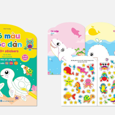 (Bản mới nhất) Bộ 6 cuốn Tô màu bóc dán 100+ stickers (song ngữ Anh – Việt) - Cho bé thỏa sức sáng tạo, phát triển IQ - EQ - CQ