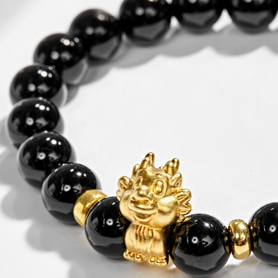 Vòng Tay Đá Thiên Thạch Charm Tuổi Thìn Bạc Mạ Vàng 24K Ngọc Quý Gemstones