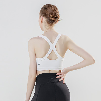 Áo tập Yoga Gym dây phối trắng BA507 Hibi Sports - Có mút nâng ngực bên trong