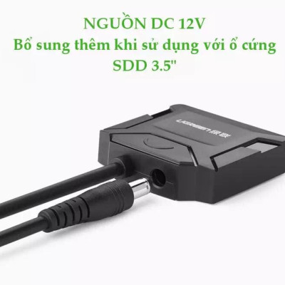 Ugreen UG20611CR108TK 25CM màu đen Bộ chuyền USB 3.0 sang SATA cho ổ cứng có hỗ trợ nguồn - HÀNG CHÍNH HÃNG