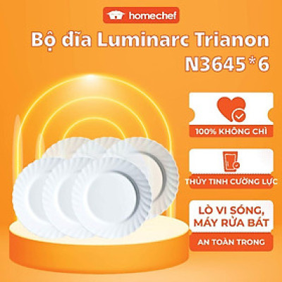 Đĩa (dĩa)/Bộ 6 đĩa thủy tinh Luminarc Trianon 25cm N3645/N3645*6 | hàng chính hãng