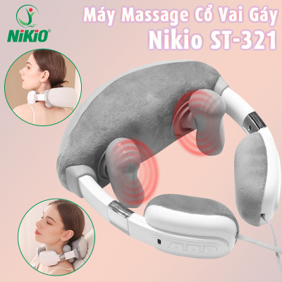 Máy massage cổ vai gáy pin sạc Nikio ST-321 - Công nghệ xoa bóp kết hợp chườm nóng giảm đau nhức cổ
