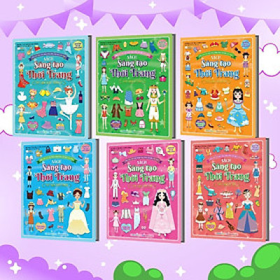 Sách - Sáng Tạo Thời Trang - Combo 6 Cuốn - Bóc Dán Hơn 100+ Stickers Quần Áo, Phụ Kiện Cho Bé Gái - Megabook