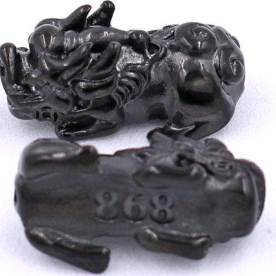 Vòng tay Thạch Anh Đen size 8 ly, 10 ly, 12 ly - Vòng tay Tỳ Hưu Đôi inox đen VTAETHHEV8 - hợp mệnh Mộc, mệnh Thủy