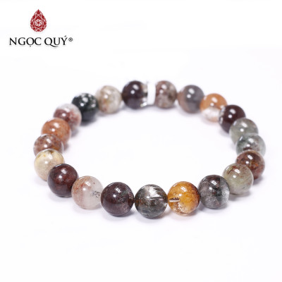 Vòng tay trơn đá thạch anh ưu linh đa sắc size hạt 9mm - Ngọc Quý Gemstones