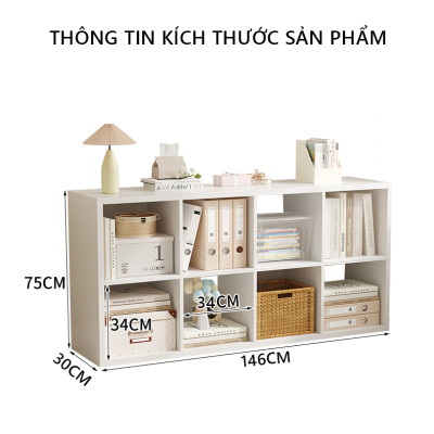 Kệ sách 8 hộc đựng đồ lớn gỗ mdf dày 25mm cao cấp  decor phong cách minimalism thương hiệu IGA  - GA33