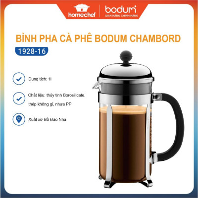 Bình cà phê kiểu Pháp Bodum Chambord 1928-16, dung tích 1L, sản xuất Bồ Đào Nha | Hàng chính hãng