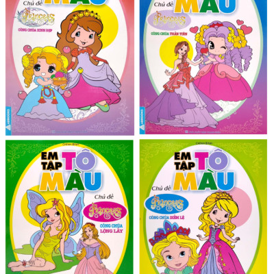 Combo Bộ Sách Em Tập Tô Màu - Chủ Đề Công Chúa: Diễm Lệ, Lộng Lẫy, Thần Tiên, Xinh Đẹp (Bộ 4 Cuốn) - ABB