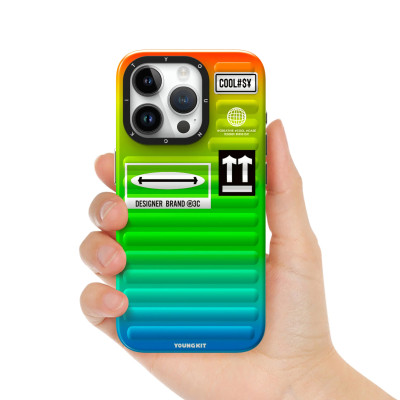 Ốp lưng chống sốc cho iPhone 15 Pro Max / 15 Pro / 14 Pro Max hiệu HOTCASE Youngkit Gradient phối màu cá tính chống sốc va đập, túi khí tản lực - Hàng nhập khẩu