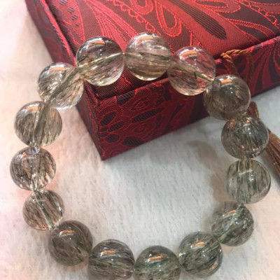 VÒNG NAM VIP 14,5LY  ĐÁ THẠCH ANH TÓC XANH TRONG THẲNG MƯỢT SANG ĐẲNG CẤP  HỢP CÁC ANH MỆNH MỘC HỎA THỦY