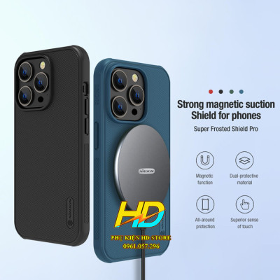 Ốp Lưng Chống Trượt Dành Cho iPhone 14 Pro Chính Hãng Nillkin SUPER FROSTED SHIELD PRO - Hàng Chính Hãng