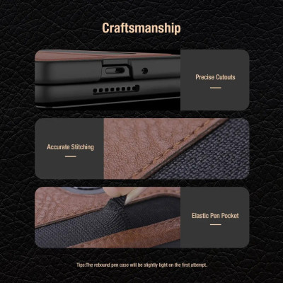 Bao Da Chống Sốc Cho Samsung Galaxy Z Fold 5/ Z Fold 6 với Ngăn Đựng S-Pen - Nillkin Aoge Leather Cover Case có ngăn đựng S-Pen hiệu Nillkin (bảo vệ máy cực tốt, chất liệu da thật cao cấp, thiết kế thời trang cá tính) - Hàng nhập khẩu