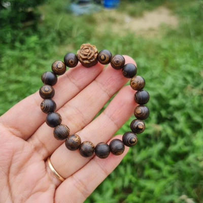 Vòng Tay Trầm Hương Sánh Chìm Nước Mix Charm Hoa Sen - Vòng Trầm Hương Phong Thủy - Size 7 8 10mm