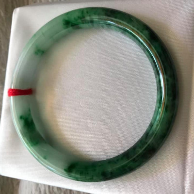 VÒNG KHỐI CẨM THẠCH TỰ NHIÊN MÀU XANH SƠN THUỶ LÝ 50MM x dầy 7,2mm VÒNG TAY NỮ BÓNG ĐẸP 48KG - 57KG ĐEO