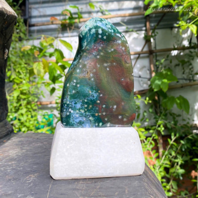 Trụ đá canxedon xanh nặng 1.5kg, cao 15.5cm, ngang 9.5cm - CXD145