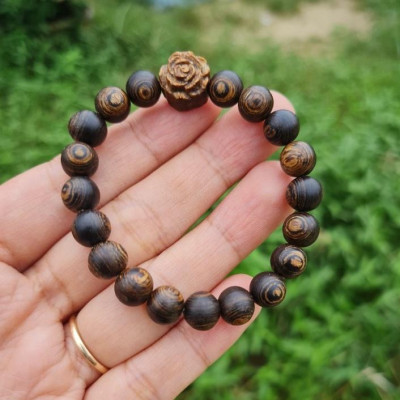 Vòng Tay Trầm Hương Sánh Chìm Nước Mix Charm Hoa Sen - Vòng Trầm Hương Phong Thủy - Size 7 8 10mm