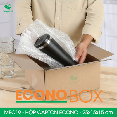 MEC19 - 25x15x15 cm - Combo 100 thùng hộp carton trơn siêu tiết kiệm ECONO