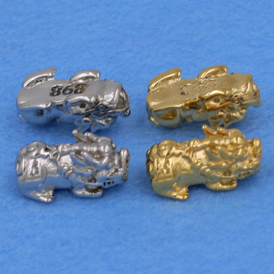 Vòng tay gỗ ngọc am 12 ly - cẩn Tỳ Hưu inox vàng VGGATHV12