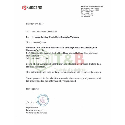 Mảnh dao tiện lỗ phủ PVD Kyocera Model VBGT110301R-Y PR930