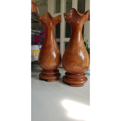 Cặp Lộc Bình Gỗ Gõ Đỏ cao 68cm x đk 25cm vân tự nhiên đẹp Anh Chị trưng phòng khách nhà, công ty, 2 bên bàn thờ Thần Tài , bất kỳ nơi nào trang trí trong nhà thấy đẹp Ý nghĩa Bình An, Phú Quý Tài Lộc ạ