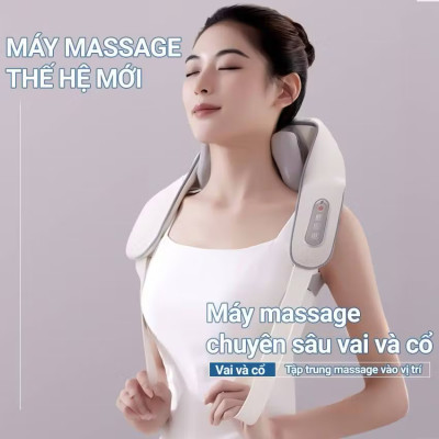 ￼Máy Massage cổ vai gáy Eazylife, nén nóng hồng ngoại 6D, Đai Mát Xa Đa Năng