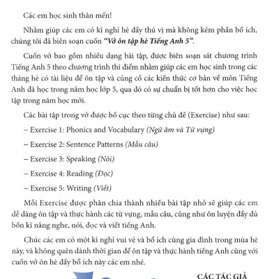 Vở Ôn Tập Hè Tiếng Anh 5