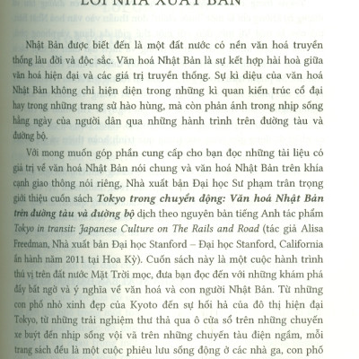 (Bìa mềm) TOKYO TRONG CHUYỂN ĐỘNG - Văn hóa Nhật Bản trên đường tàu và đường bộ – Alisa Freedman – Nguyễn Thị Minh dịch – NXB Đại học Sư phạm